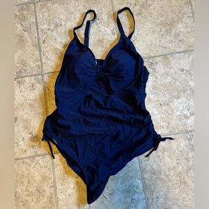 New Navy One-Piece Swimsuit - XL | Adjustable Straps & Cinch Sides